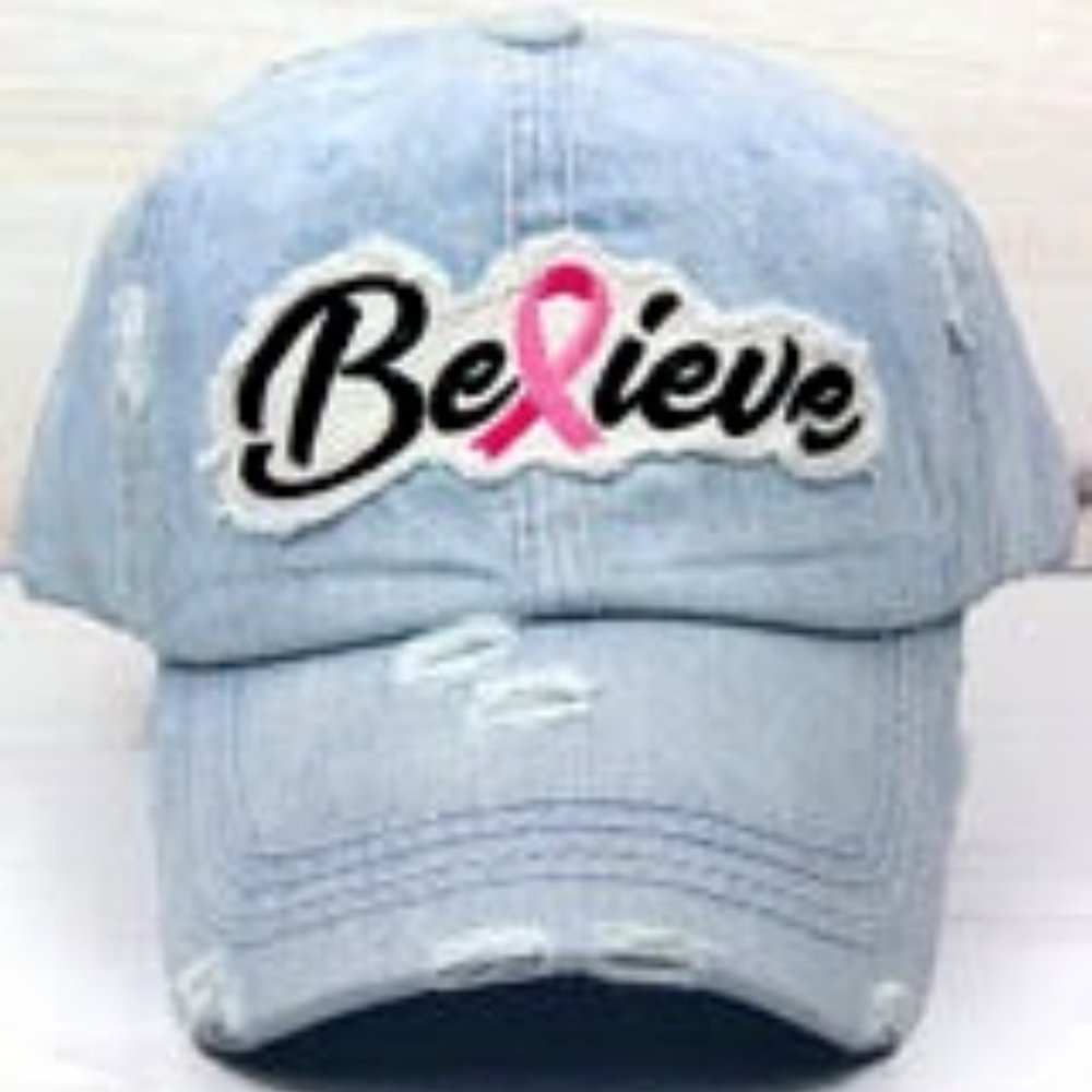 NWT UNISEX  BELIEVE CANCER RIBBON Baseball Cap